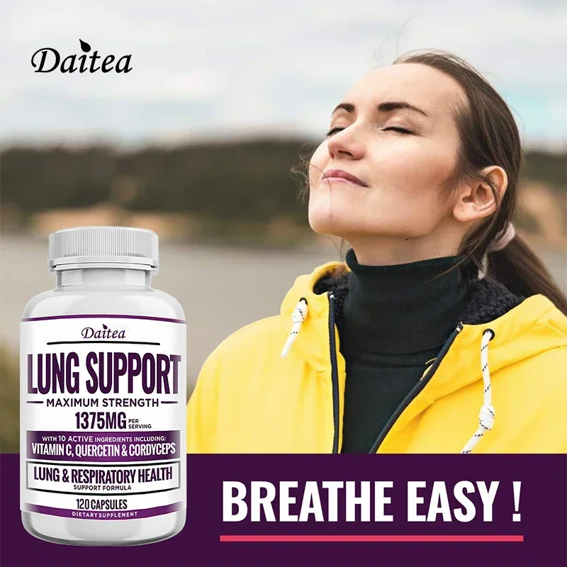 Lung Detox and Cleanse - Lung Support Supplement - with Vitamin C, Quercetin, Mullein Leaf for Respiratory Health