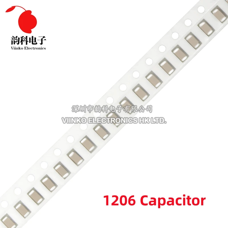 100 sztuk 1206 SMD Chip wielowarstwowy kondensator ceramiczny 0.5pF - 100uF 10pF 100pF 1nF 10nF 15nF 100nF 0.1uF 1uF 2.2uF 4.7uF 10uF 47uF
