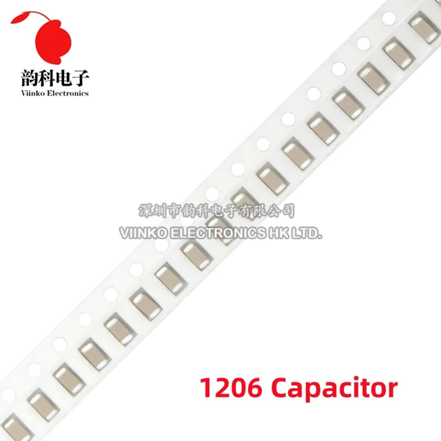 100 sztuk 1206 SMD Chip wielowarstwowy kondensator ceramiczny 0.5pF - 100uF 10pF 100pF 1nF 10nF 15nF 100nF 0.1uF 1uF 2.2uF 4.7uF 10uF 47uF