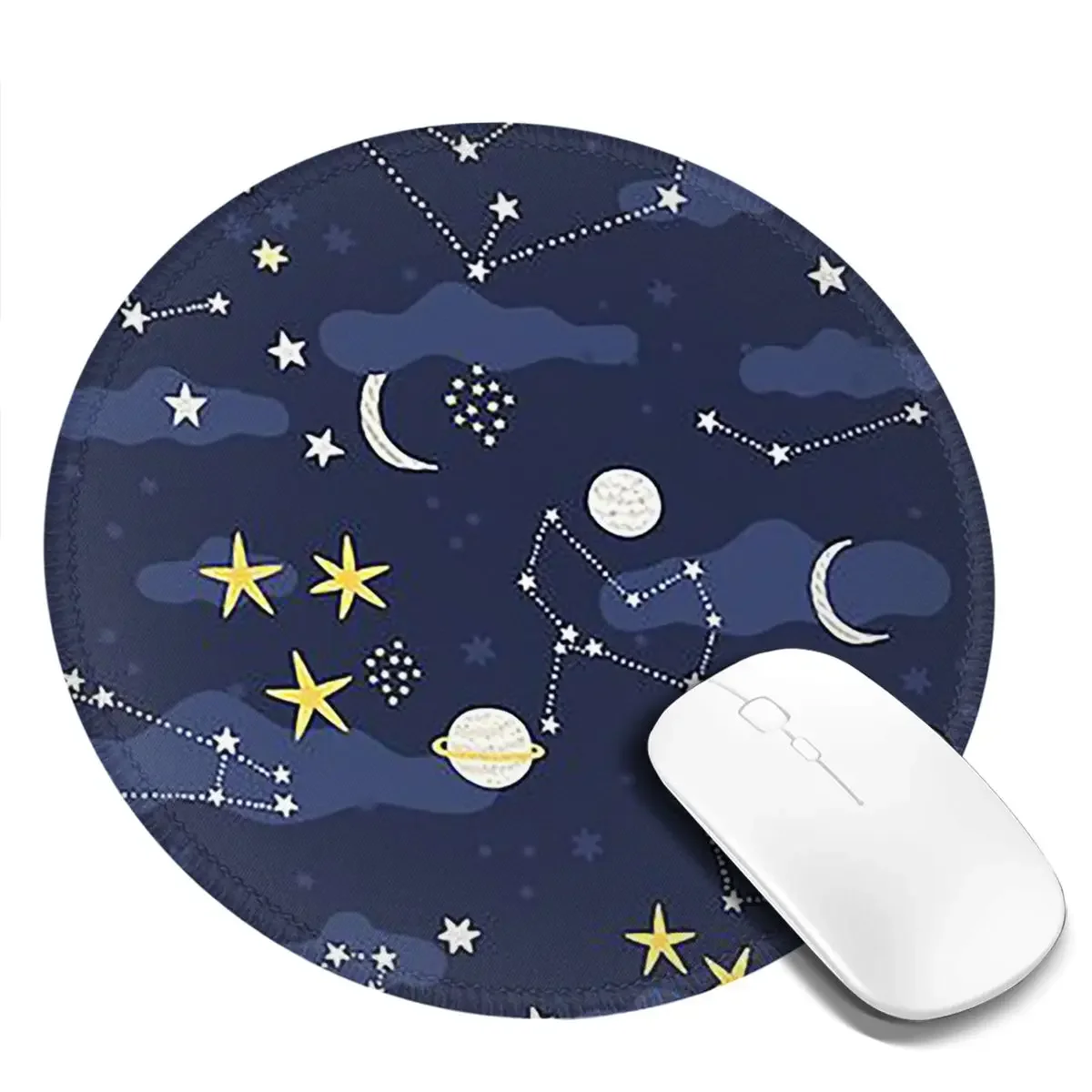 Galaxy Cosmos Moon Stars Astronomy Cartoon Universe Round Mouse Pad Computer Keyboard Mouse Mat Gaming Laptop Desk Mat