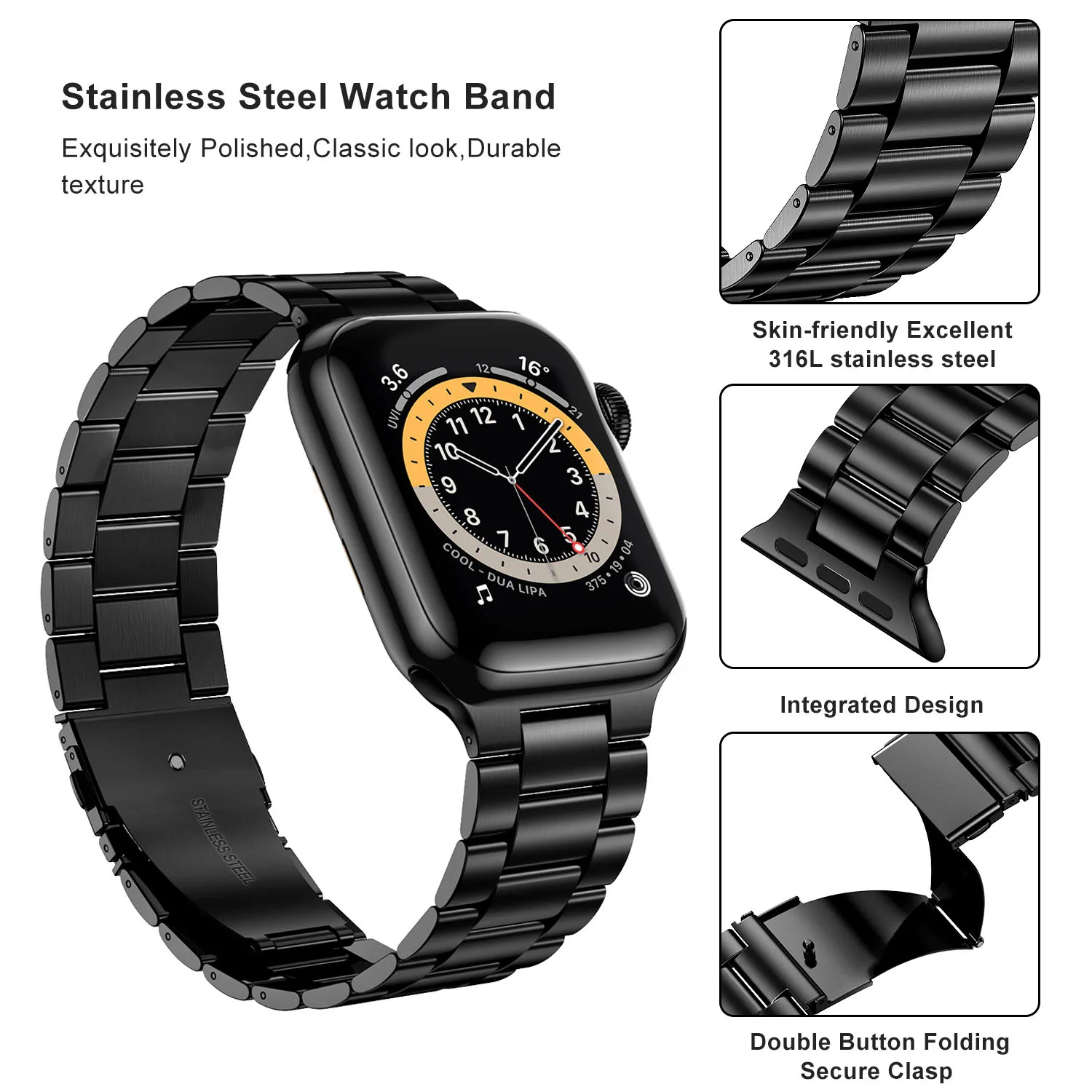 Stainless Steel Band For Apple Watch Strap 45mm 41mm 38mm 40mm 44mm smart watch Metal Bracelet iwatch Series 7 6 5 4 3 SE 8