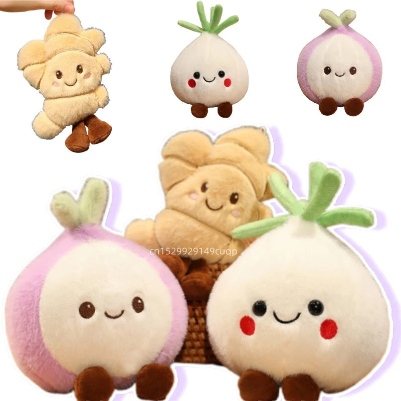 

20cm Cartoon Cute Vegetable Fairy Plush Doll With Legs Onion Garlic Ginger Plush Toy Kitchen Home Decoration Gift For Children