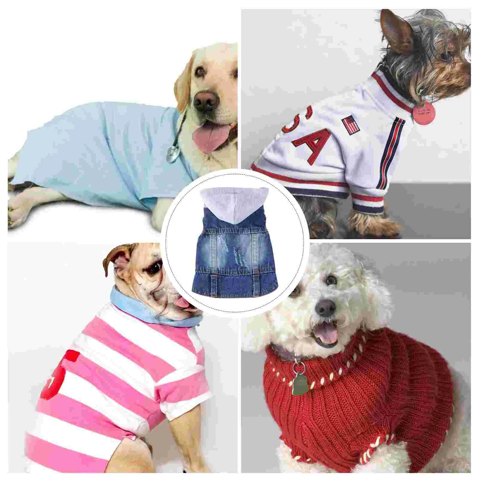 Pet Clothes Bichon Bullfight Supplies Knitted Hat Clothing Denim Jacket Vests Dog Apparel