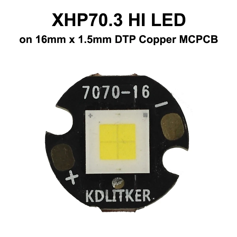 XHP70.3 HI 45W 5157 Lumens 6500k 5000k 4000k 3000k SMD 7070 LED on KDLITKER DTP Copper MCPCB Flashlight DIY High Power