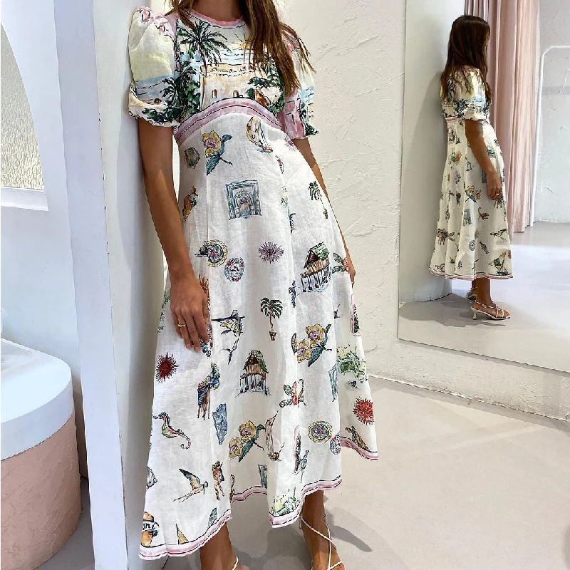 Zomervakantie Bloemen Maxi Jurken Voor Vrouwen 2024 Casual Sexy Losse Elegante Hoge Taille Lange Jurk Strand Jurk Gewaad Vestidos