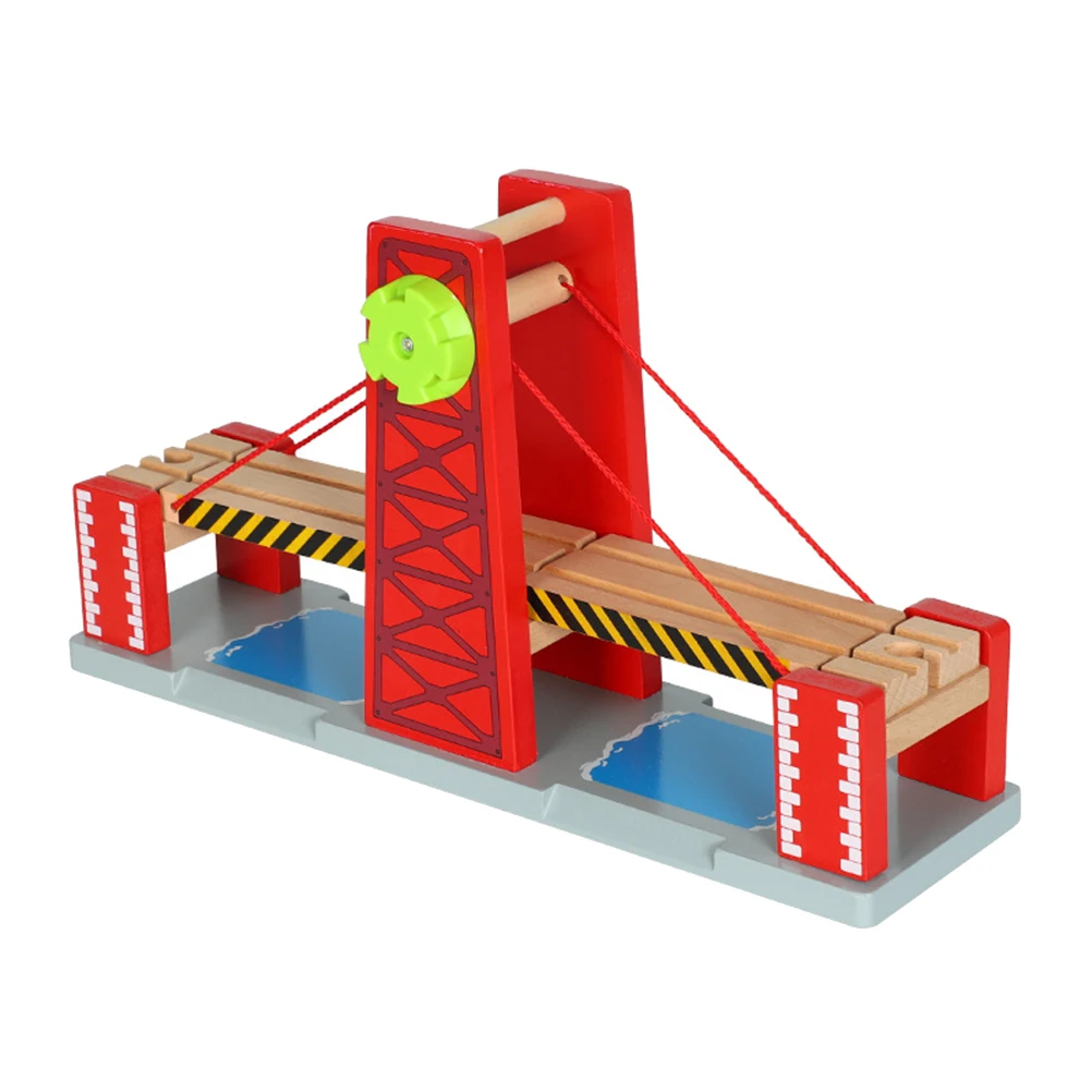 1 Juego 1 Juego de vía de tren de madera Compatible con juegos ferroviarios puente de pista Diy creativo para niños regalo de Navidad para niños pequeños