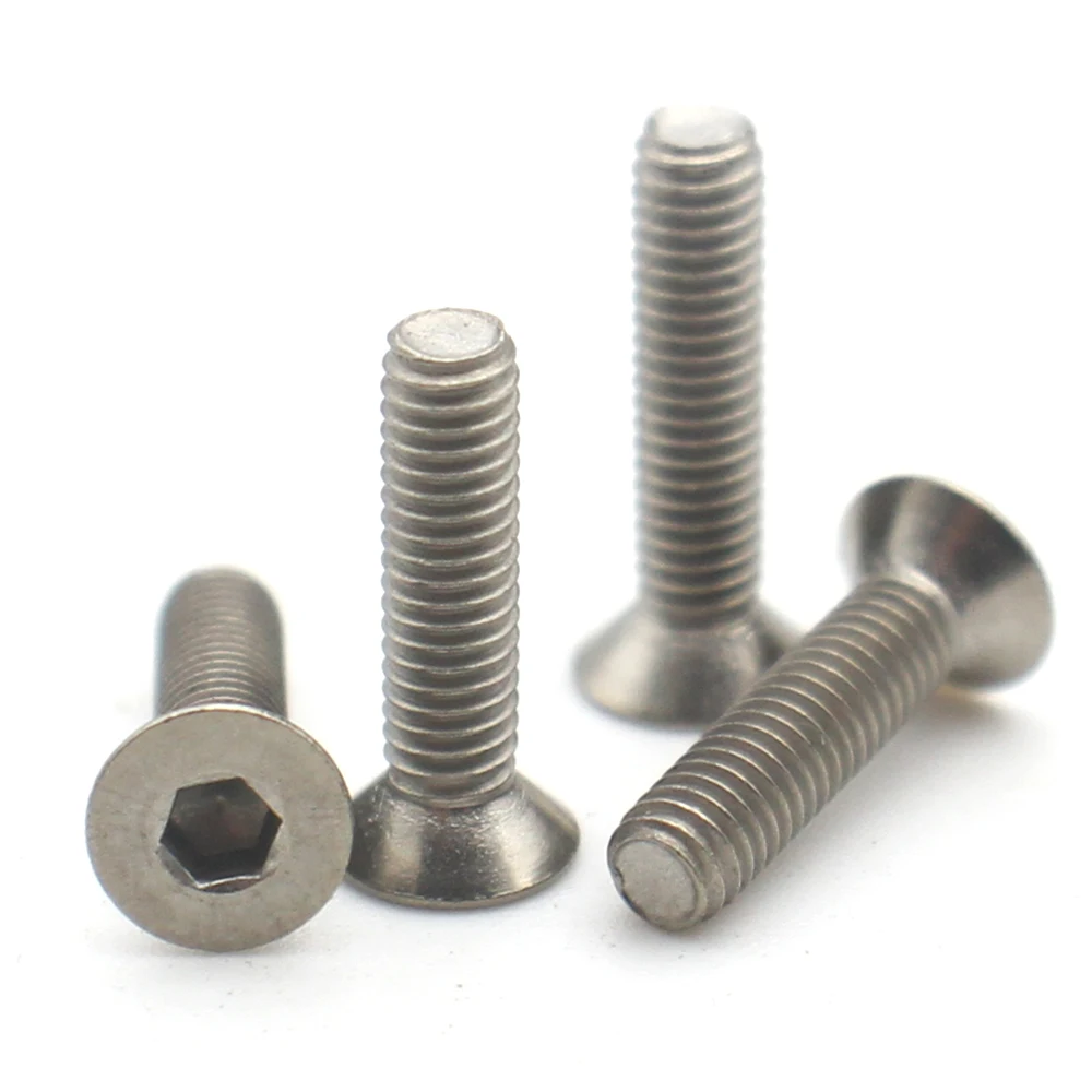 2–10 Stück M2 M2,5 M3 M4 M5 M6 M8 M10 DIN7991 TA2 Sechskant-Innensechskant aus reinem Titan mit flachem Senkkopf, Innensechskantschraube, L = 3–50 mm – Detail 9