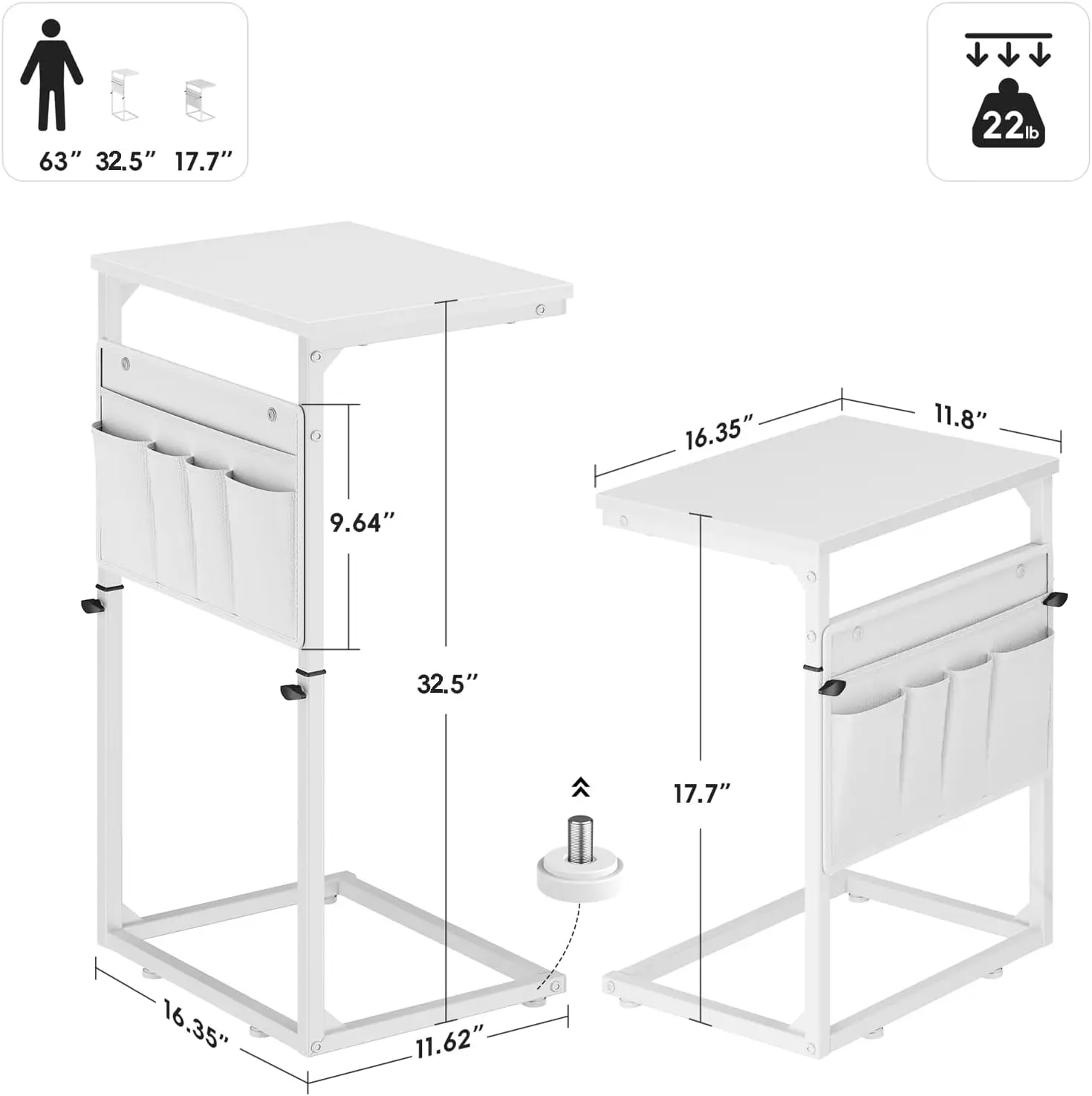 C Shaped End Table, 33