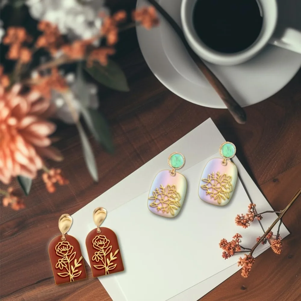 Bild 5: Blumen Polymer Clay Texturbögen Gummi Polymer Clay Textur Prägeordner Ton zum Erstellen von Mustern und Designs