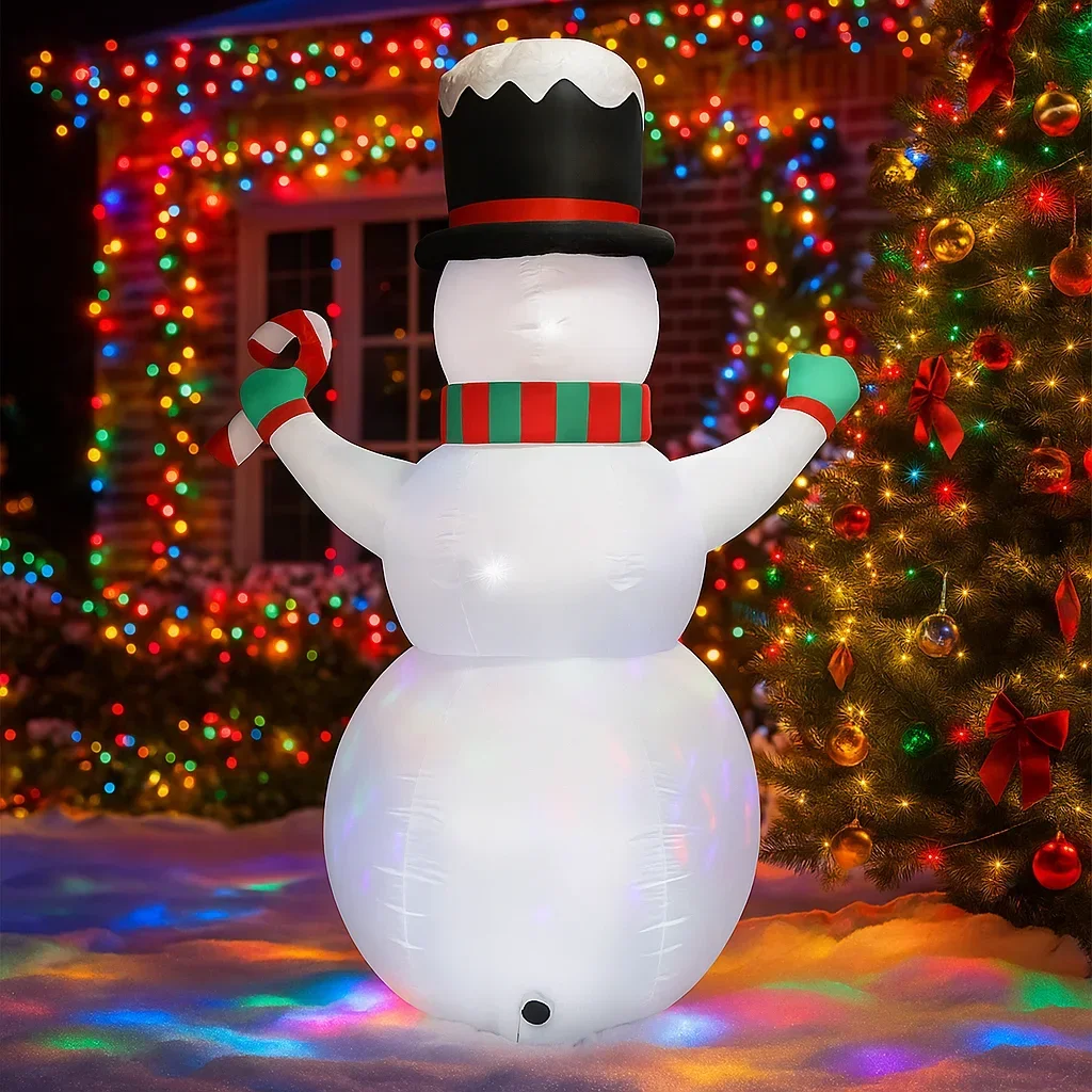 7.8FT Christmas Decorations Inflatable Snowman Candy Cane Toys Home Yard Ornaments with LED Decor Christmas Lighte Decor Toy