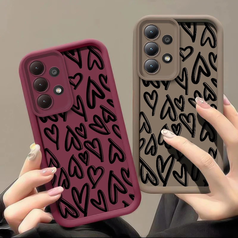 لينة حافظة لهاتف سامسونج جالاكسي A07 A06 A05 A05S A22 A12 A51 A71 A04E A04S A03 كور A32 الحب القلب نمط ماتي غطاء