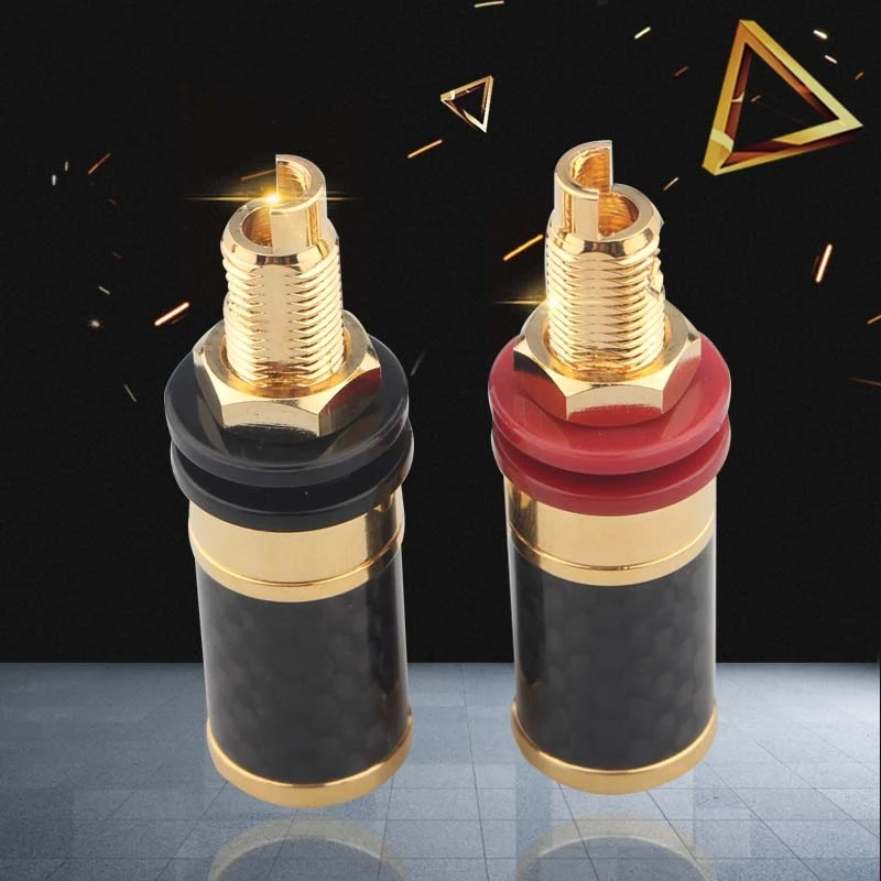 Poste de encuadernación de Audio HiFi de 4 piezas, Terminal chapado en oro de fibra de carbono, interfaz de enchufe Banana para amplificador, altavoz, reproductor de CD
