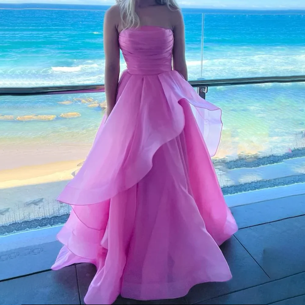 RFYR Yellow Prom Dress Strapless Evening Dress High Slit Party Dress Lace Up Back Celebrity Dress for Arabic Women Customized image 6