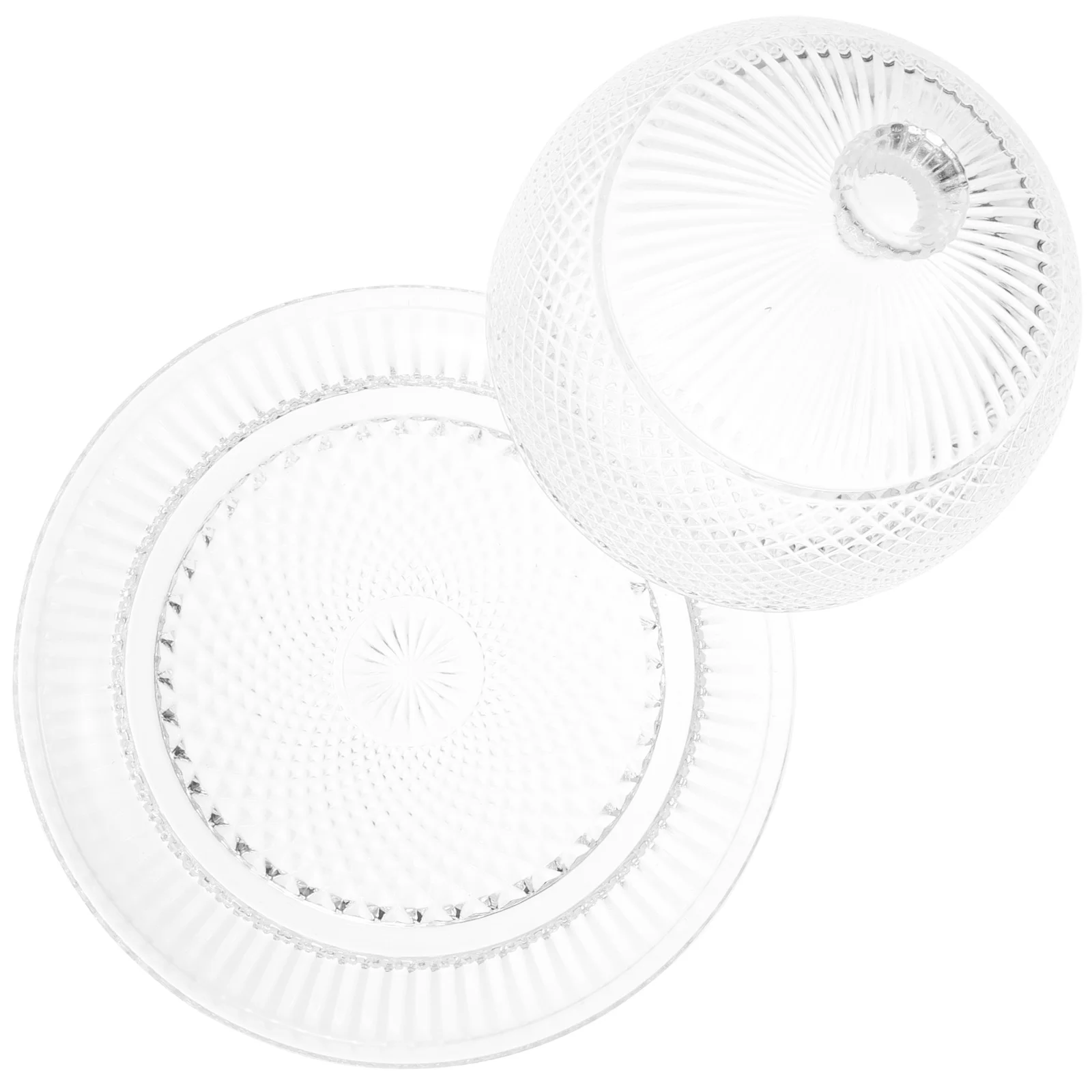 

1Set European Cake Plate Glass Dome Cover Transparent Food Display Tray for Fresh Storage Cake Plate with Dome