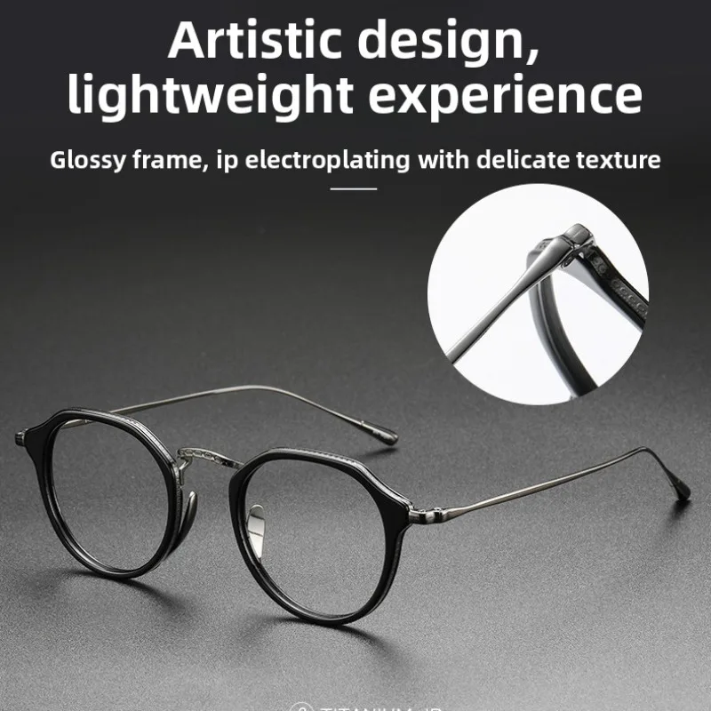 

Ultra Light Pure Titanium Frame Eyeglasses Japanese Designer Brand Myopia Correction Irregular Retro Style Pure Titanium Eyewear