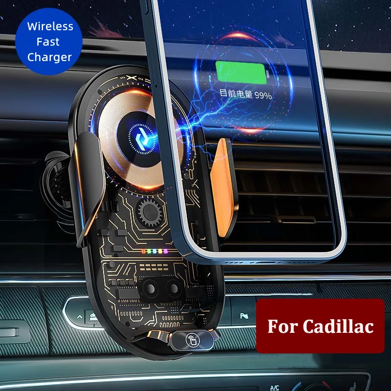 

For Cadillac CT4 CT5 CT6 GT4 XT4 XT5 XT6 ATS XTS SRX CTS XLR SLS Lyriq Escalade Car Cell Phone Holder Qi Wireless Charger Stand