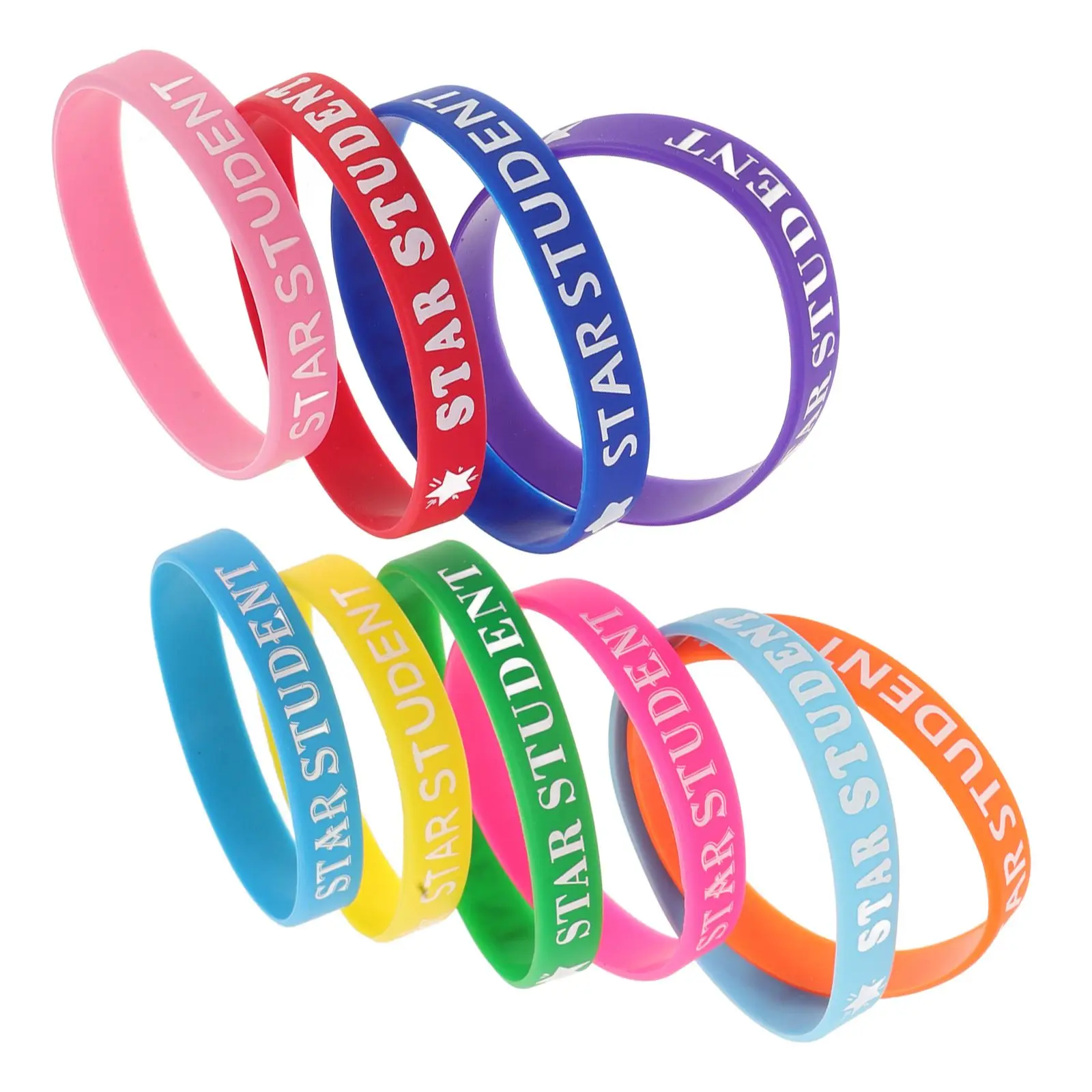 

10 Pcs Star Student Silicone Bracelets Pretty Classroom Rewards First Day Decorations Kids Gel Wristbands Colorful Jewelry