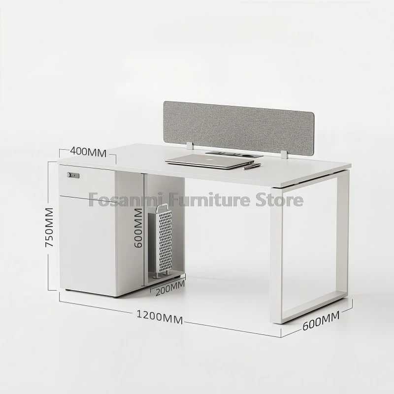 Simple Desks Swivel Chairs Sets Modern Office Desk and Chair Set Furniture Wide Table with Storage Cabinet and Combination Lock