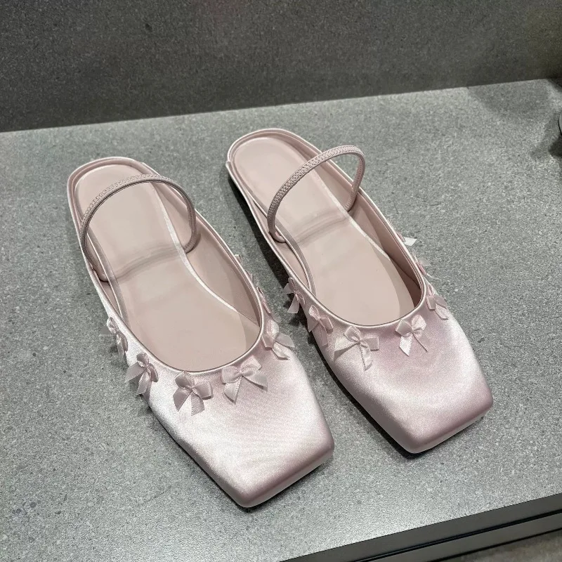 

New Women's Shoes French Style Square Head Muller Slippers for Woman Fashion Baotou Casual Shoes Designer Shoes Zapatos De Mujer