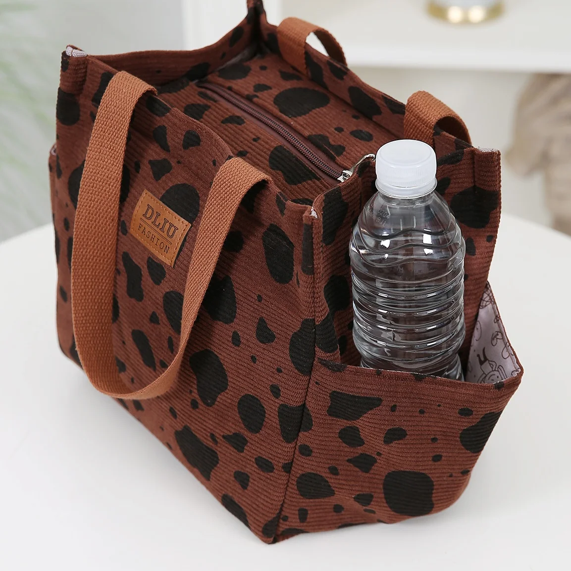 Corduroy Simple Work Handbag Lunch Box Storage Bag Suitable for Shopping Office Large Capacity Retro Daily Use Back to School image 3
