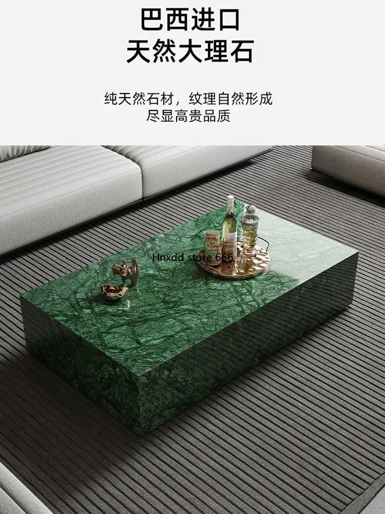 Modern simple square imported natural Indian green marble coffee table