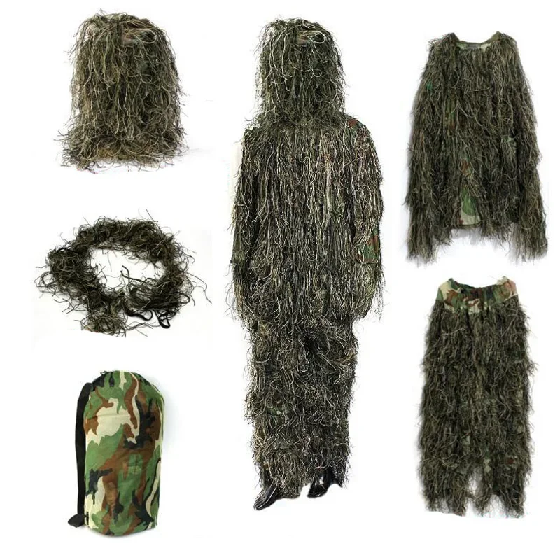 Hunting Ghillie Suit Camo Woodland Camouflage Forest 3D Tactical Suits Sniper Clothes  Airsoft Military Hunting Outdoor Costume