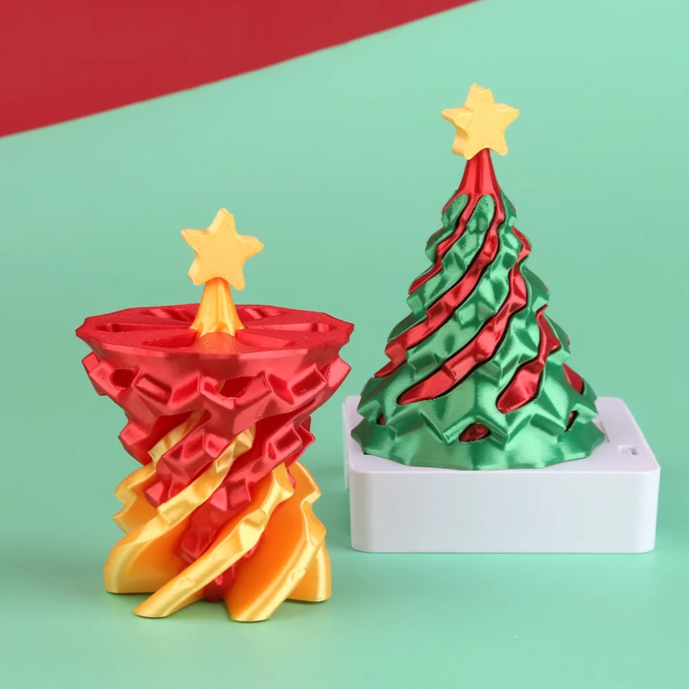 Cute 3D Printing Rotating Spiral Christmas Tree Fidget Toy Desktop Stress Relief Ornament Xmas Party Home Decoration Gift