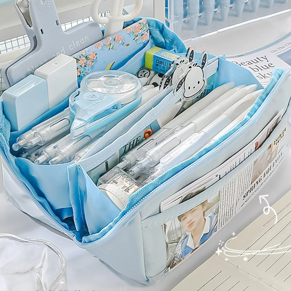 Imagem -05 - Estojo de Lápis de Grande Capacidade para Meninos e Meninas Bolsa de Caneta Transparente em Pvc Bolsa de Lápis Simples Papelaria para Estudantes Material Escolar