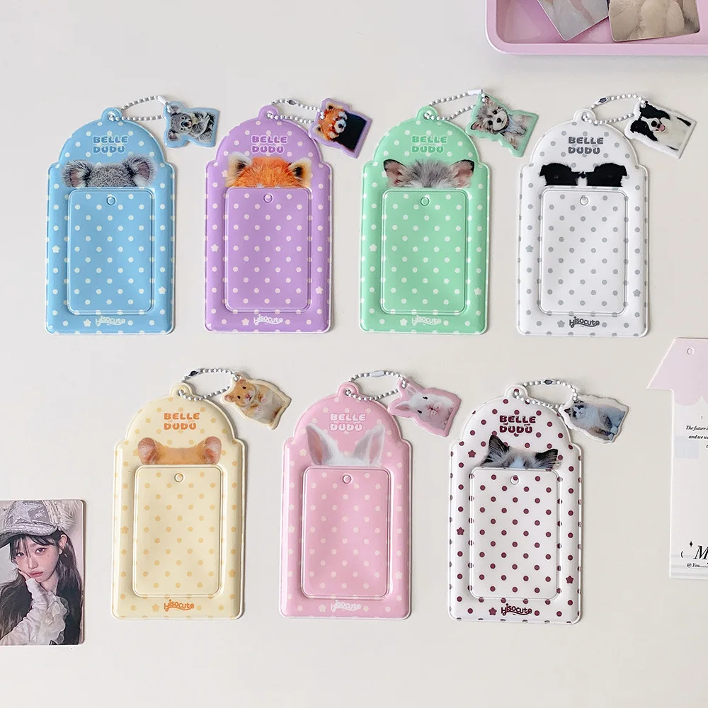 Girl Cartoon Animal Transparent Hollow Card Holder Student 3 Inch Kpop Pendant Card Case School ID Card Pouch
