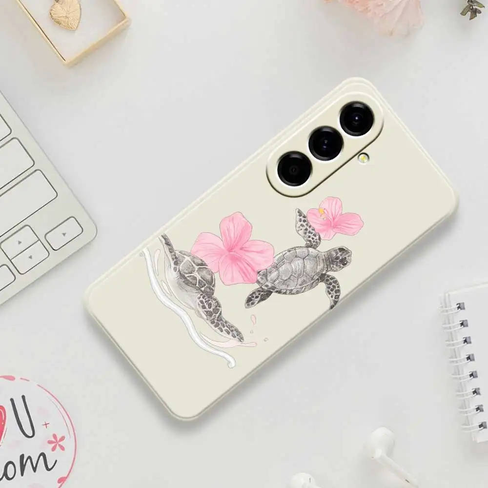 Чехол для телефона с цветком черепахи для Samsung Galaxy A56 A55 A54 A53 A52 5G A36 A26 A16 A06 A35 A25 A15 A34 A24 A14 A33 A32 A23 A13 Cover