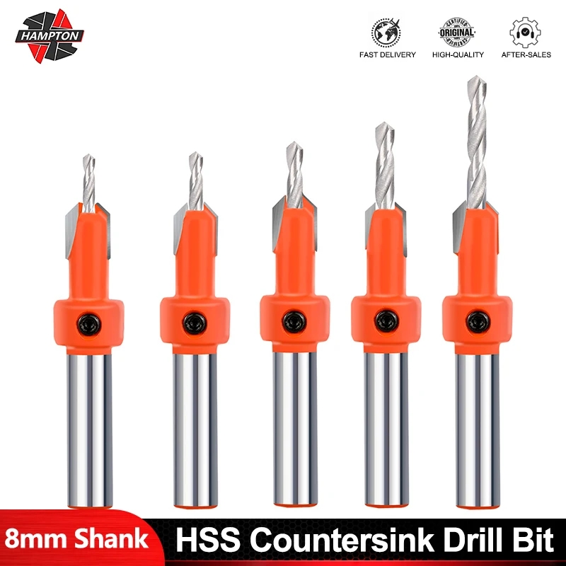 

8mm Shank HSS Screw Cutter HSS Woodworking Countersink Drill Bit Tungsten Counterbore End Mill for Wood Milling Cutter