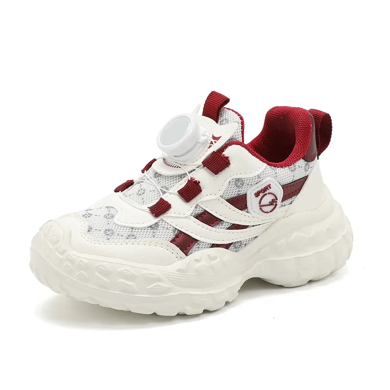 Children's Breathable Mesh Sports Shoes 2026 New Spring Summer Boys Rotating Button Non-Slip Running Sneakers