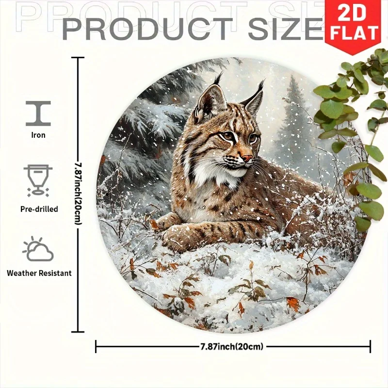 2D Flat, 2D Flat 1pc, Winter in Snowy Forest Iron Metal Sign, 7.87 Inch Round Vintage Wall Decoration, Serene Winter Wonderland