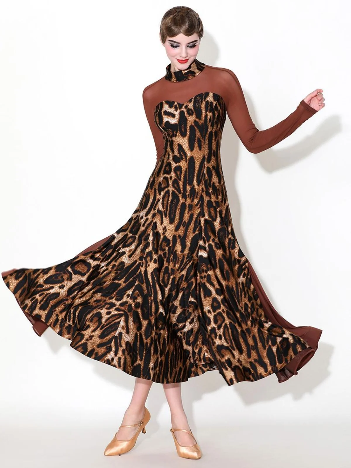 2025 여성용 뉴 와일드 레오파드 모던 댄스 드레스 내셔널 스탠다드 댄스 드레스 왈츠 드레스 1881