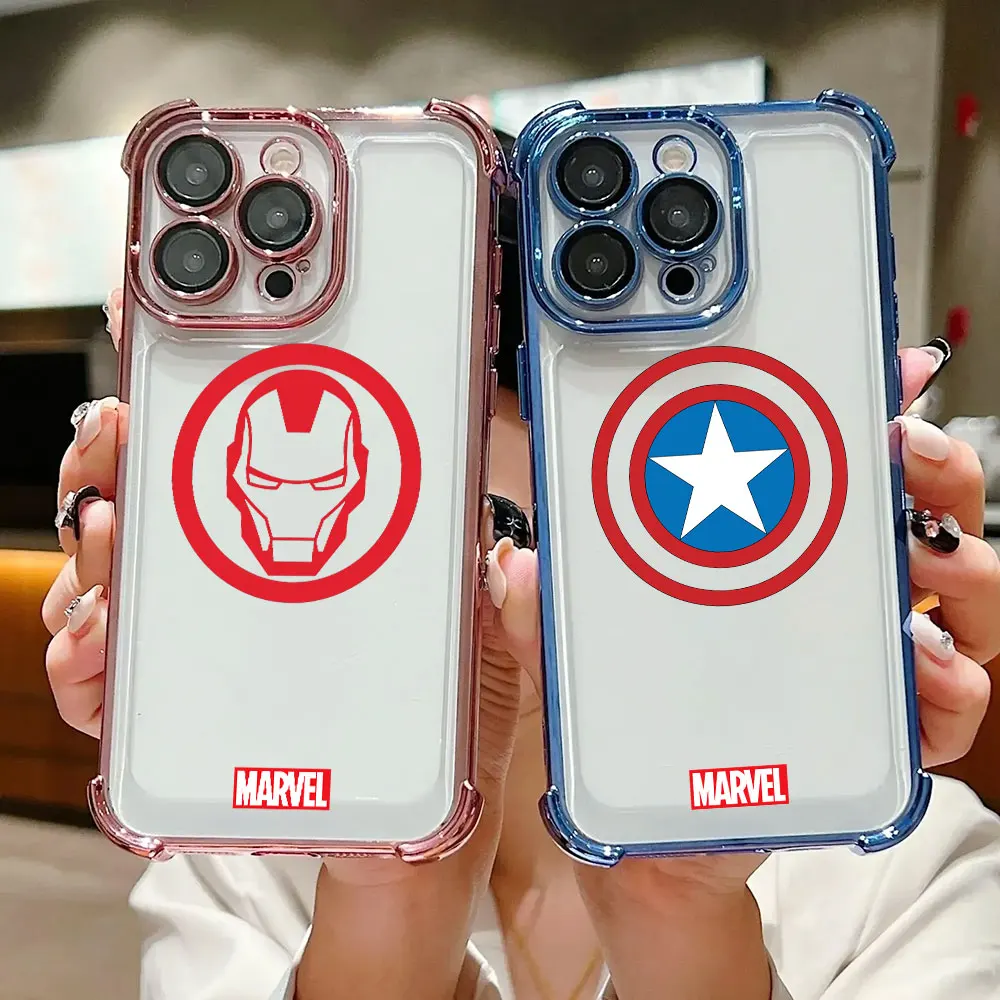 

Marvel Captain America Ironman Spiderman Logo Case For iPhone 17 Air 16 15 14 11 12 13 Pro Max 16e 17E 15 Plus Mini Phone Cover