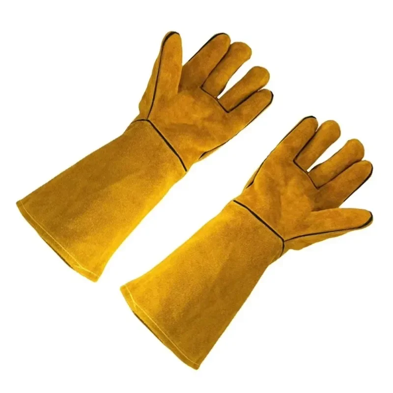 Cowhide Gloves Flame-retardant Welding Work Gloves Heat-proof Metal Welding Protector Yellow Gloves Soldering Welding Glove Tool - view 3