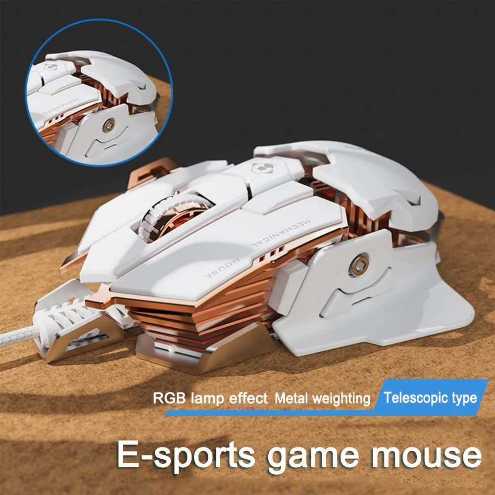 

Computer Mouse Mecha USB Wired Gaming Mice RGB Silent Mouse 12800 DPI Mechanical Mouse With 9 Button For PC Laptop Pro Gamer LED