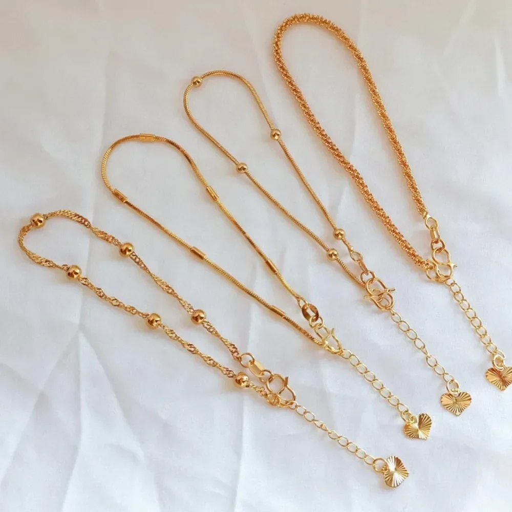 

DIY Accessory: 14K Gold-plated Water Wave Snake Bone Caterpillar Extended Heart S-buckle Connection Bracelet