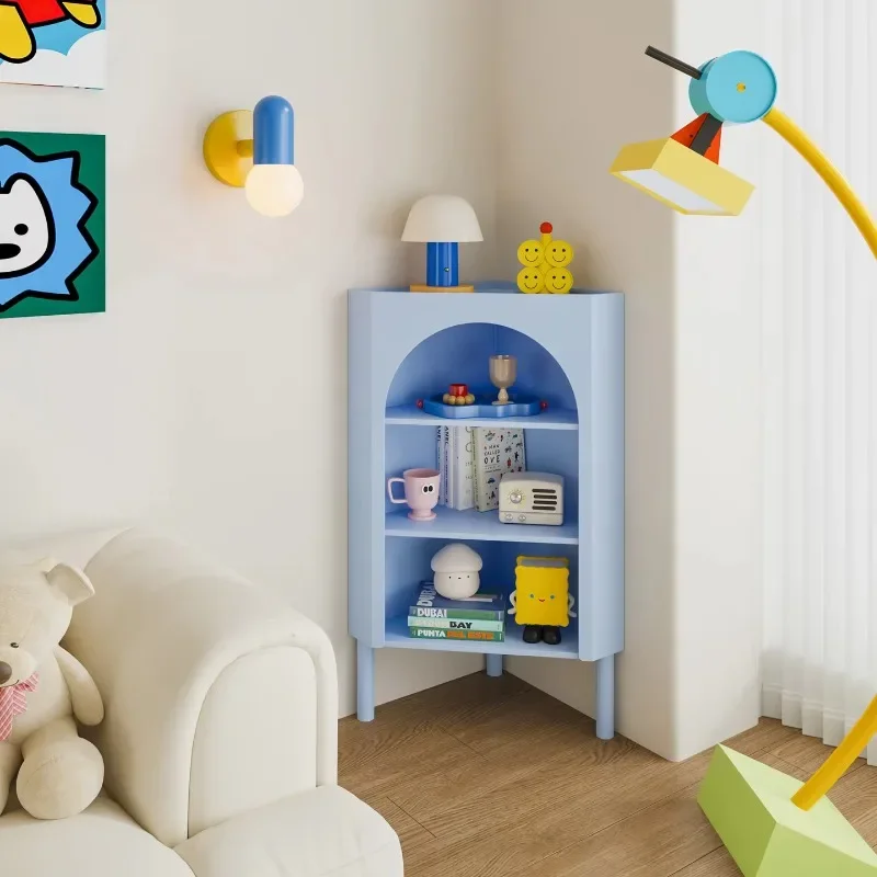 Modern adjustable floor-standing birch bookcase with back panel for living room storage