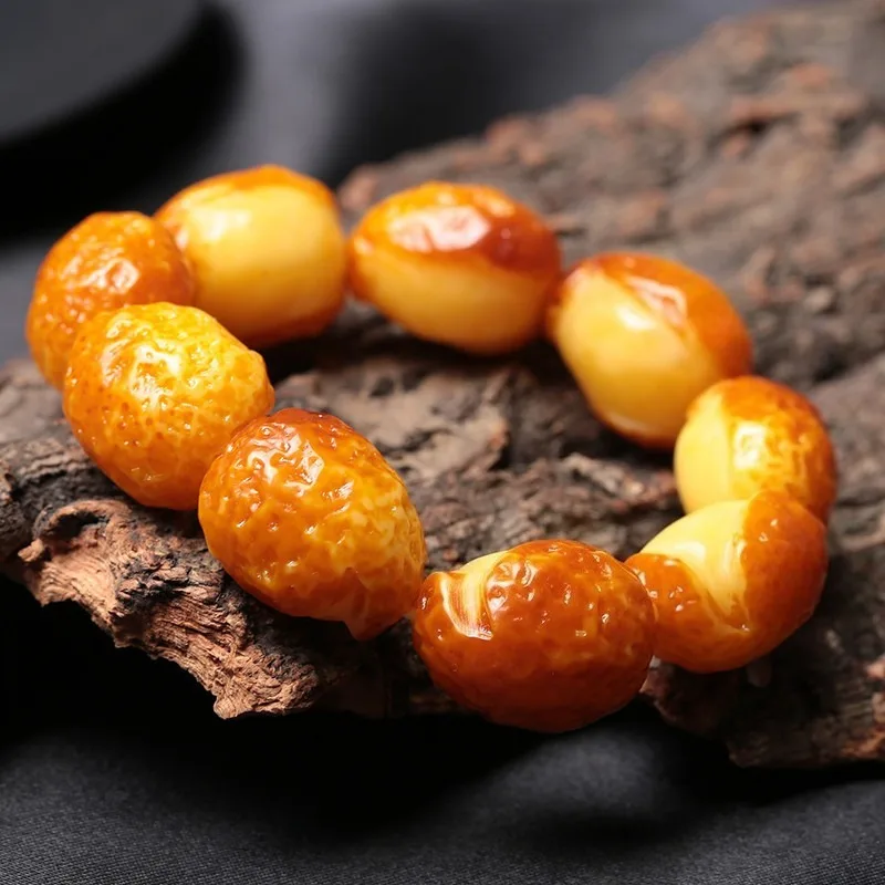 Baltic Sea Chicken Oil Yellow Craftwork, Raw Stone Old for Men and Women, Barrel Bead Amber Bracelet