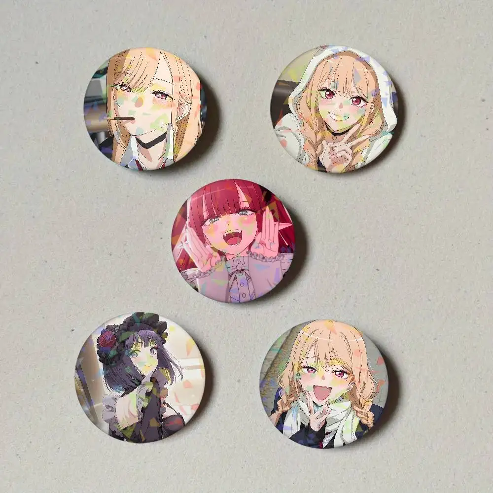 Anime M-Marin Kitagawa Laser Button Pins Backpack Clothing Decor Brooch Fiction Badge Jewelry Gifts