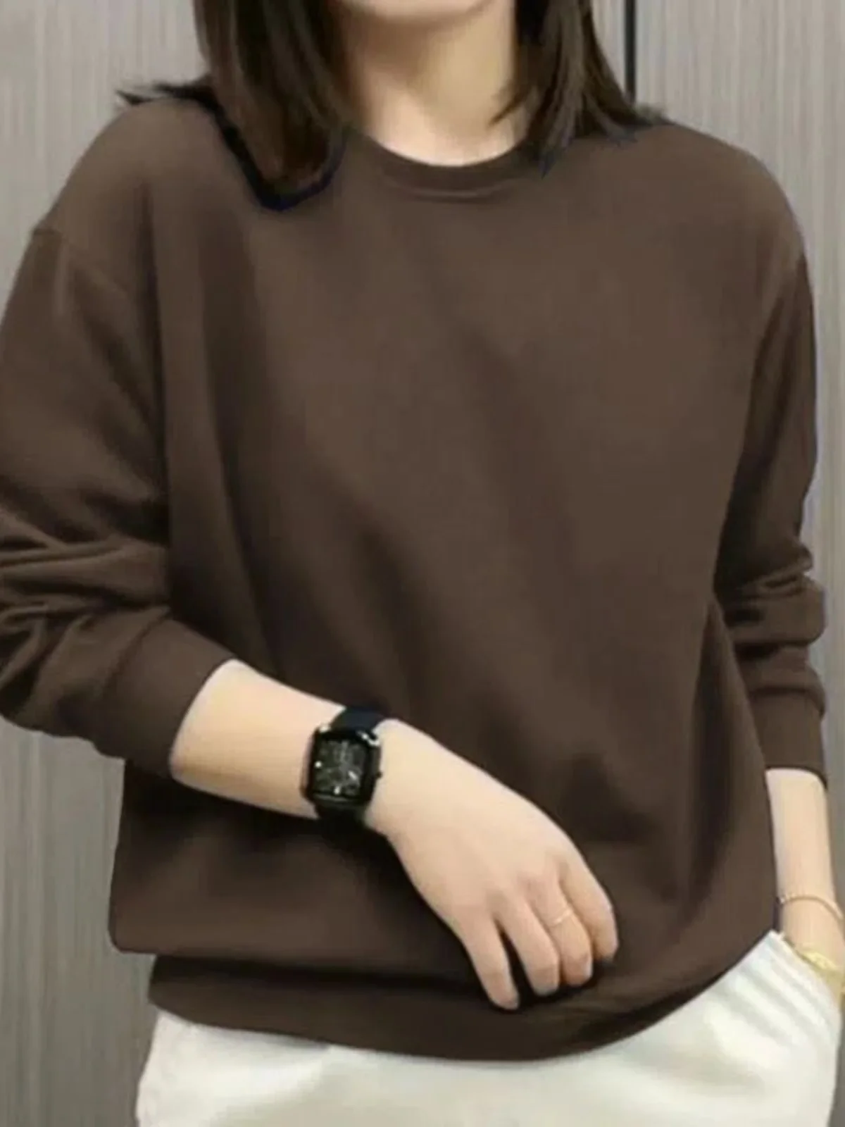 Felpa da donna rotonda Ne a colori lunga Sve Vestibilità comoda Casual Streetwear Primavera Faion per giovani adulti