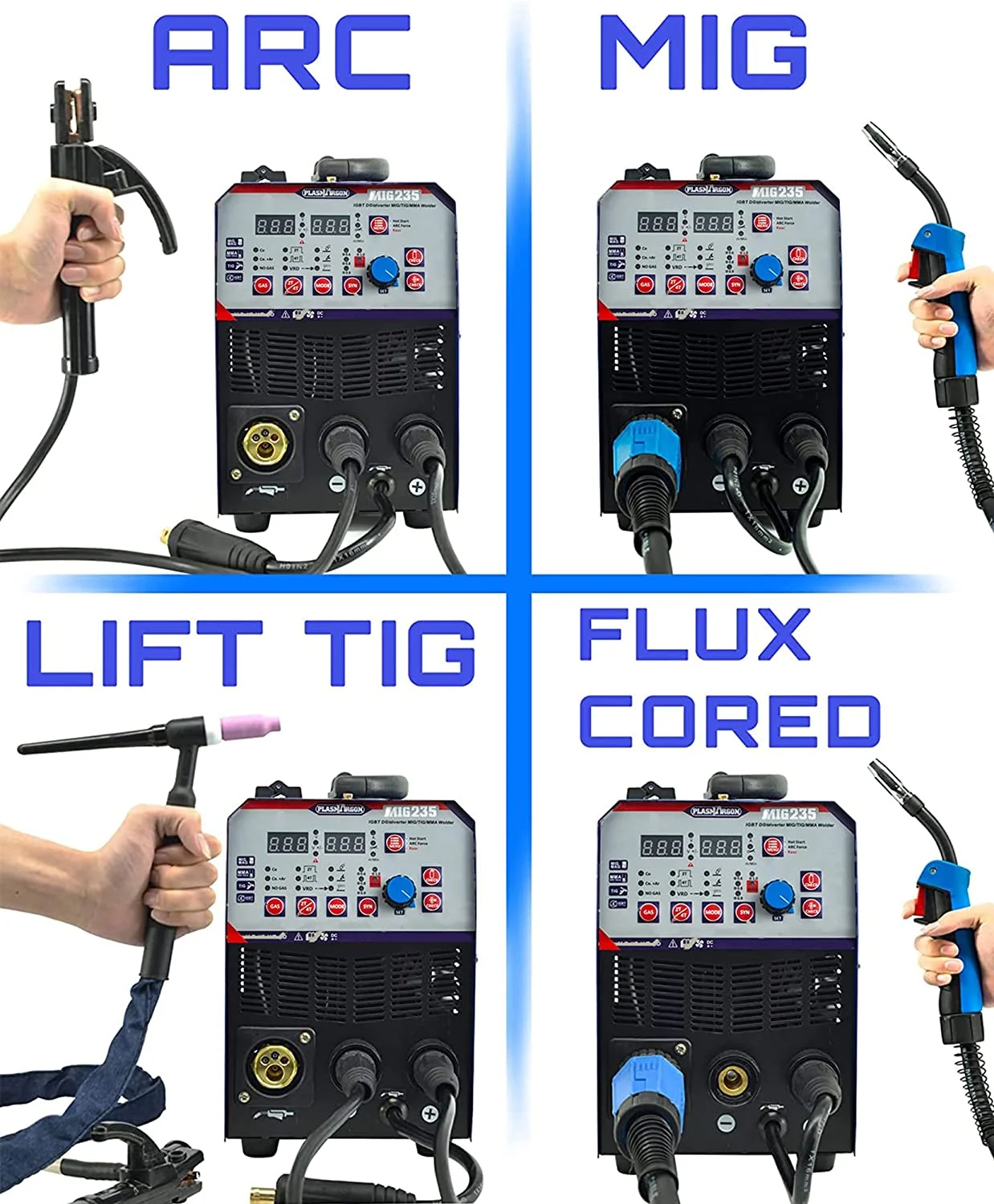 Semi-automatic welding machine 3 In 1 MIG/MAG TIG MMA IGBT Inverter MIG welder Gas Gasless No Gas Fit 0.6mm 0.8mm Flux Core