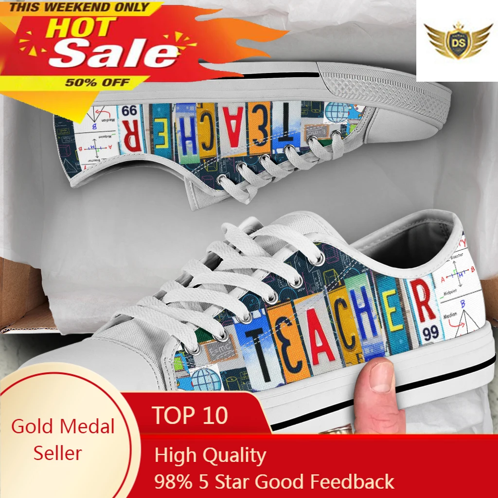 

License Plate Teacher Women Canvas Shoes Fashion Summer Casual Sneakers Student Shoes Low Top Woman Vulcanize Shoes