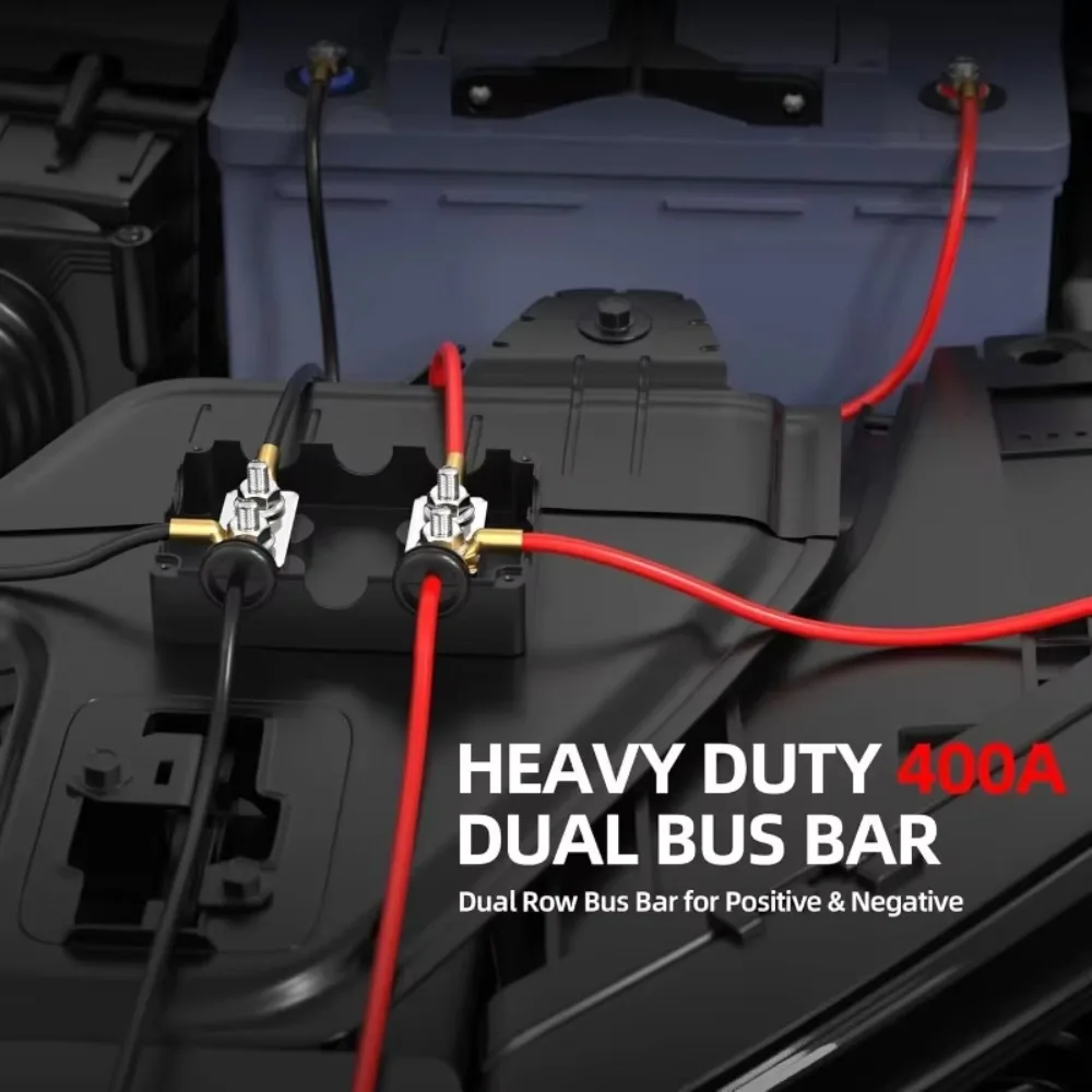 1Pc Heavy‑Duty 500A 48V Negative Bus Bar 6‑Position Dual‑Stud Junction Box RV Solar Marine Boat Power Distributor