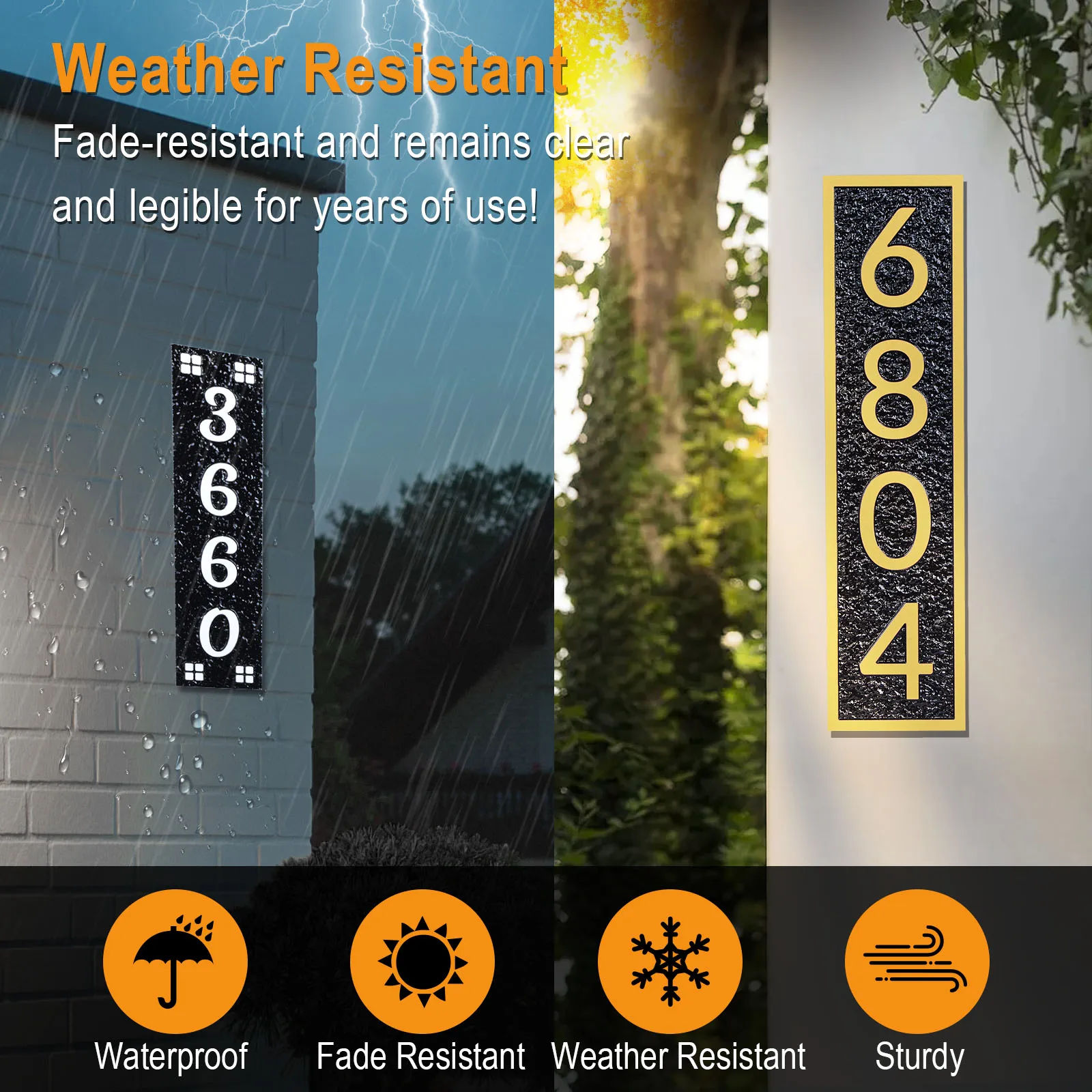 Custom Address Plaque Outdoor House Number Sign Horizontal & Vertical Mounted Address Sign for House Home Office Mailbox