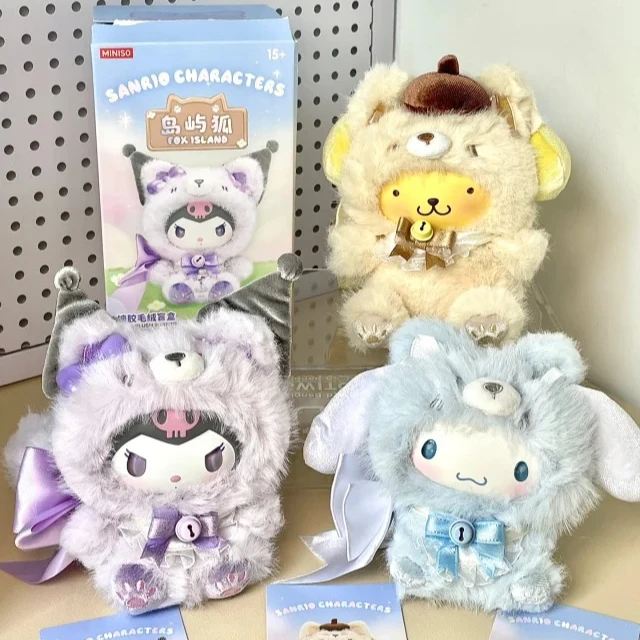 New Genuine Sanrio Island Fox Plush Vinyl Series Blind Box Kuromi Trendy Play Pendant Girls Pendant Mystery Box Birthday Gift