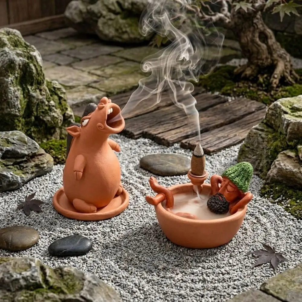 Resin Bathtub Backflow Incense Burner Cute Animal Cartoon Horse Line Incense Burner Stable Base Handicraft