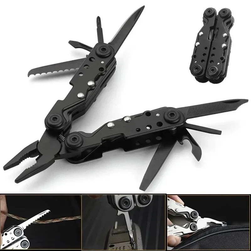 

Многофункциональные плоскогубцы, многофункциональный инструмент из нержавеющей стали 11-в-1, мини-экст, снаряжение для выживания на открытом воздухе, тактический нож-1 шт.