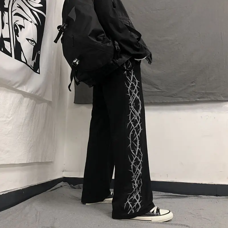 Harajuku-Pantalon Baggy Surdimensionné pour Homme, Streetwear Japonais, Pantalon de Survêtement Coréen, Imprimé, Décontracté, dehors, Droit, Fjk, Y2K